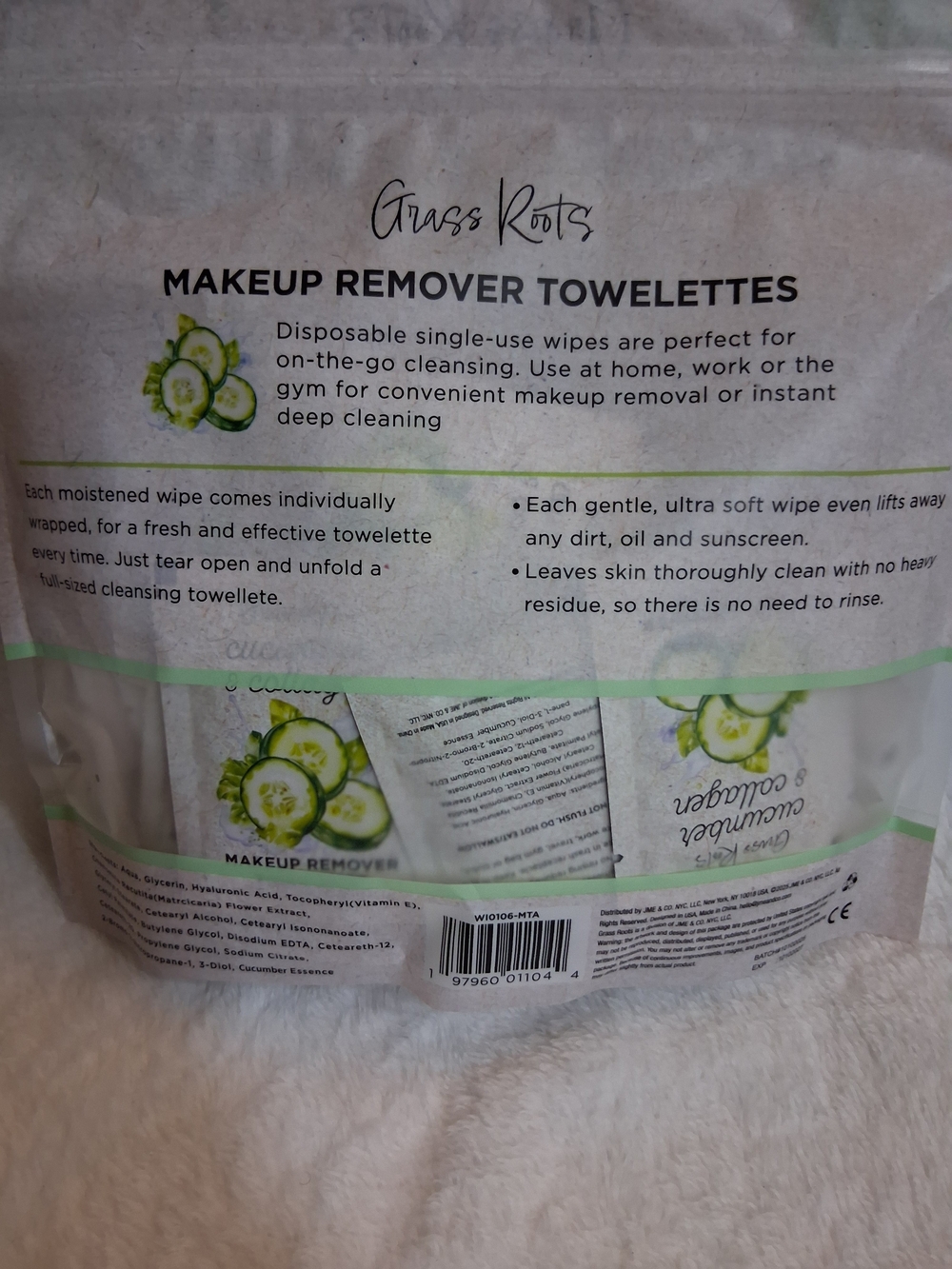 Grass Roots Makeup Remover Wipes Bundle - Cucumber & Vitamin C (80 Wipes Total) - Picture 8 of 16